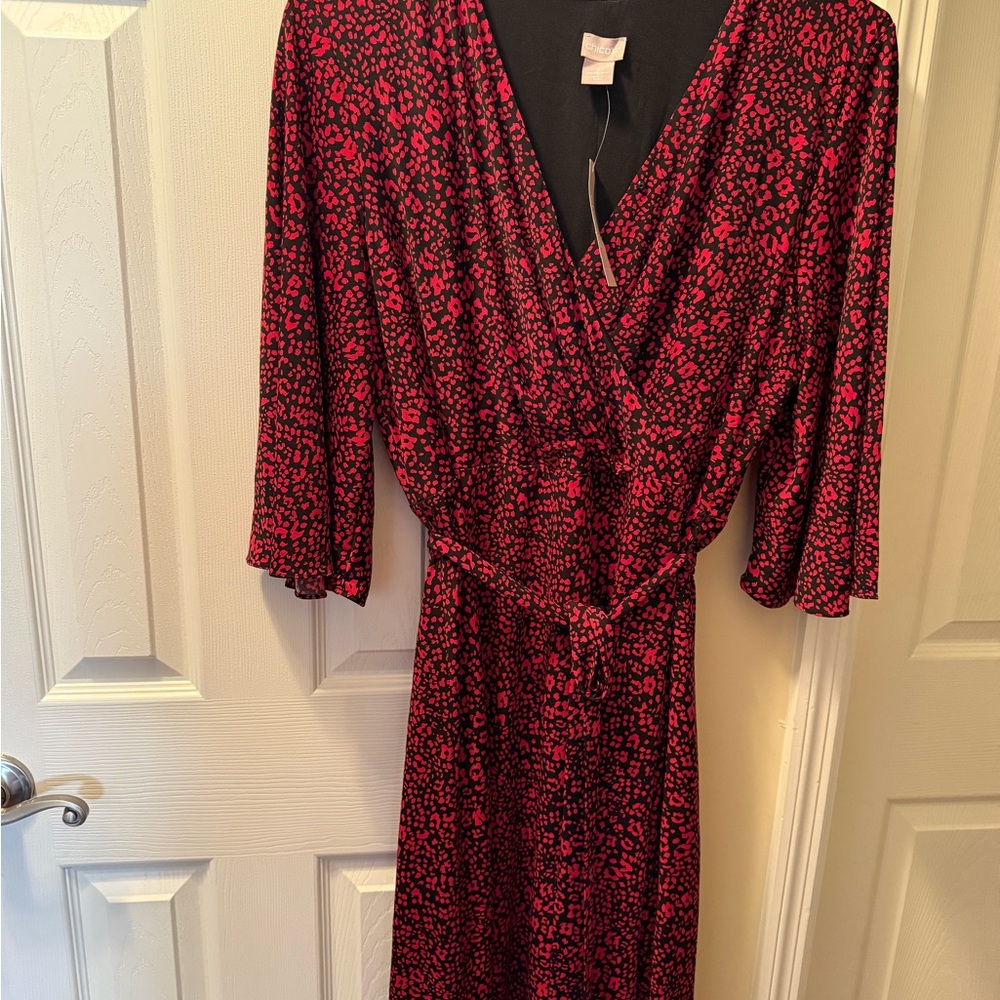 Chico's Red and Black Midi Dress